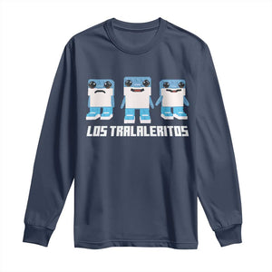Italian Brainrot Meme Shark Long Sleeve Shirt Tralalero Tralala Los Tralaleritos Funny Animals TS10 Navy Print Your Wear