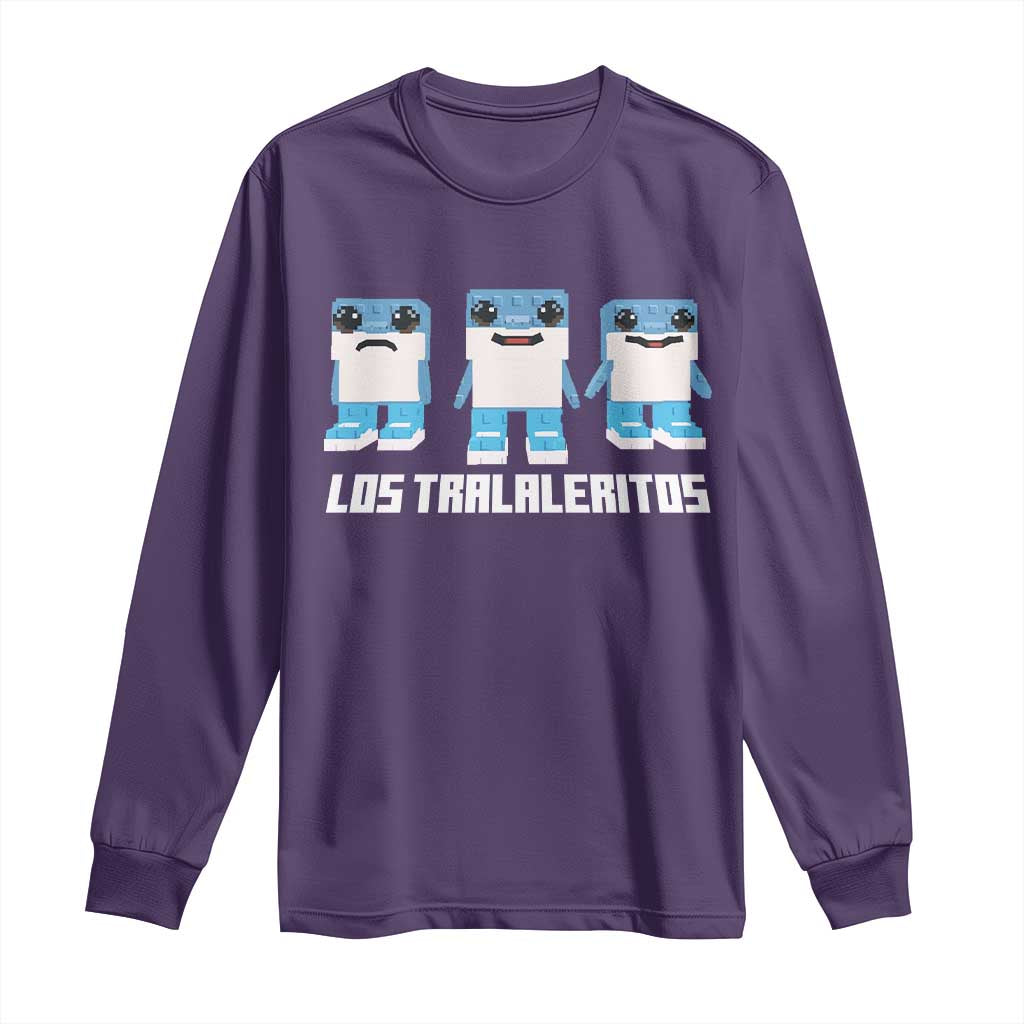 Italian Brainrot Meme Shark Long Sleeve Shirt Tralalero Tralala Los Tralaleritos Funny Animals TS10 Purple Print Your Wear
