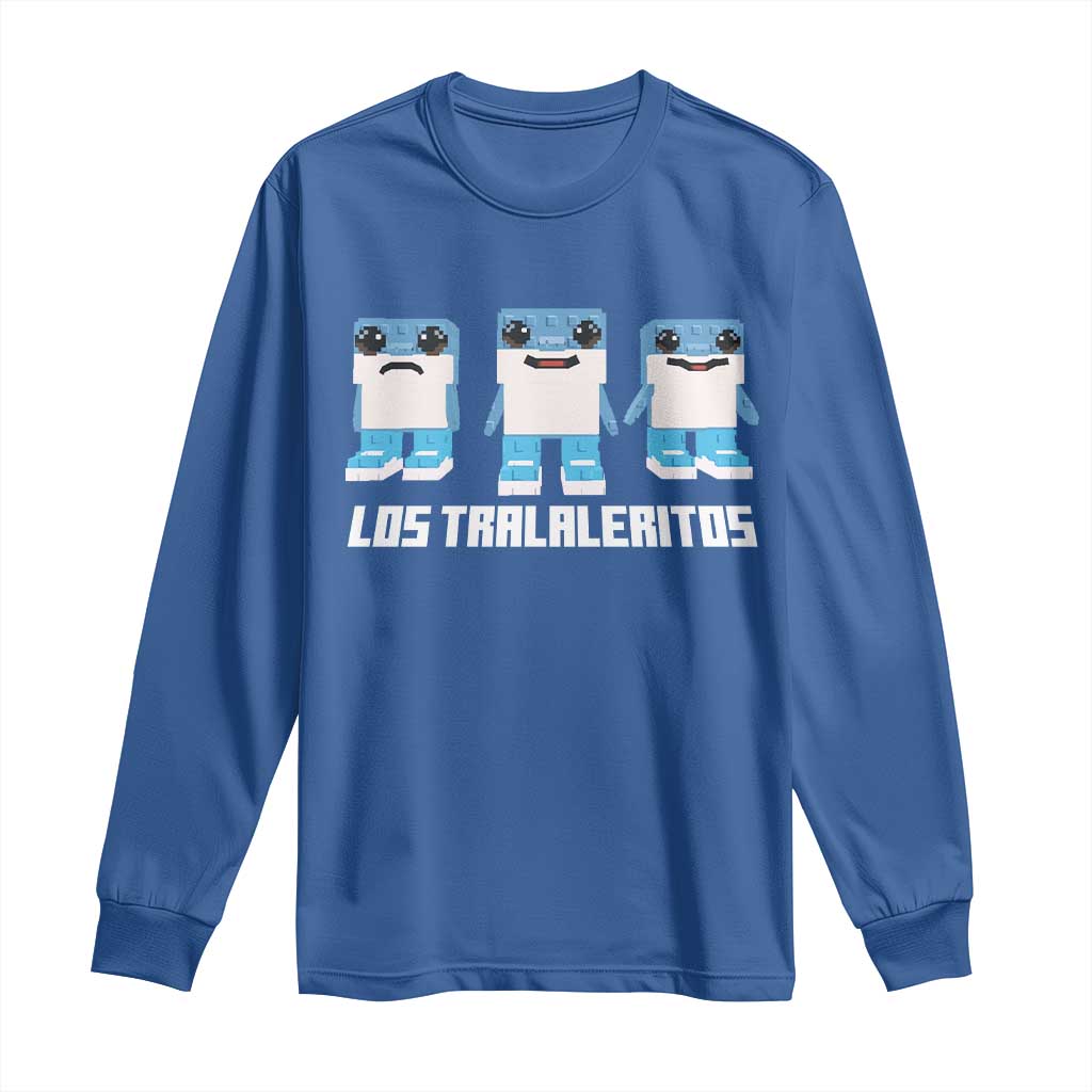 Italian Brainrot Meme Shark Long Sleeve Shirt Tralalero Tralala Los Tralaleritos Funny Animals TS10 Royal Blue Print Your Wear
