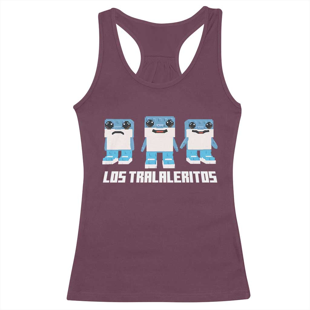 Italian Brainrot Meme Shark Racerback Tank Top Tralalero Tralala Los Tralaleritos Funny Animals TS10 Maroon Print Your Wear
