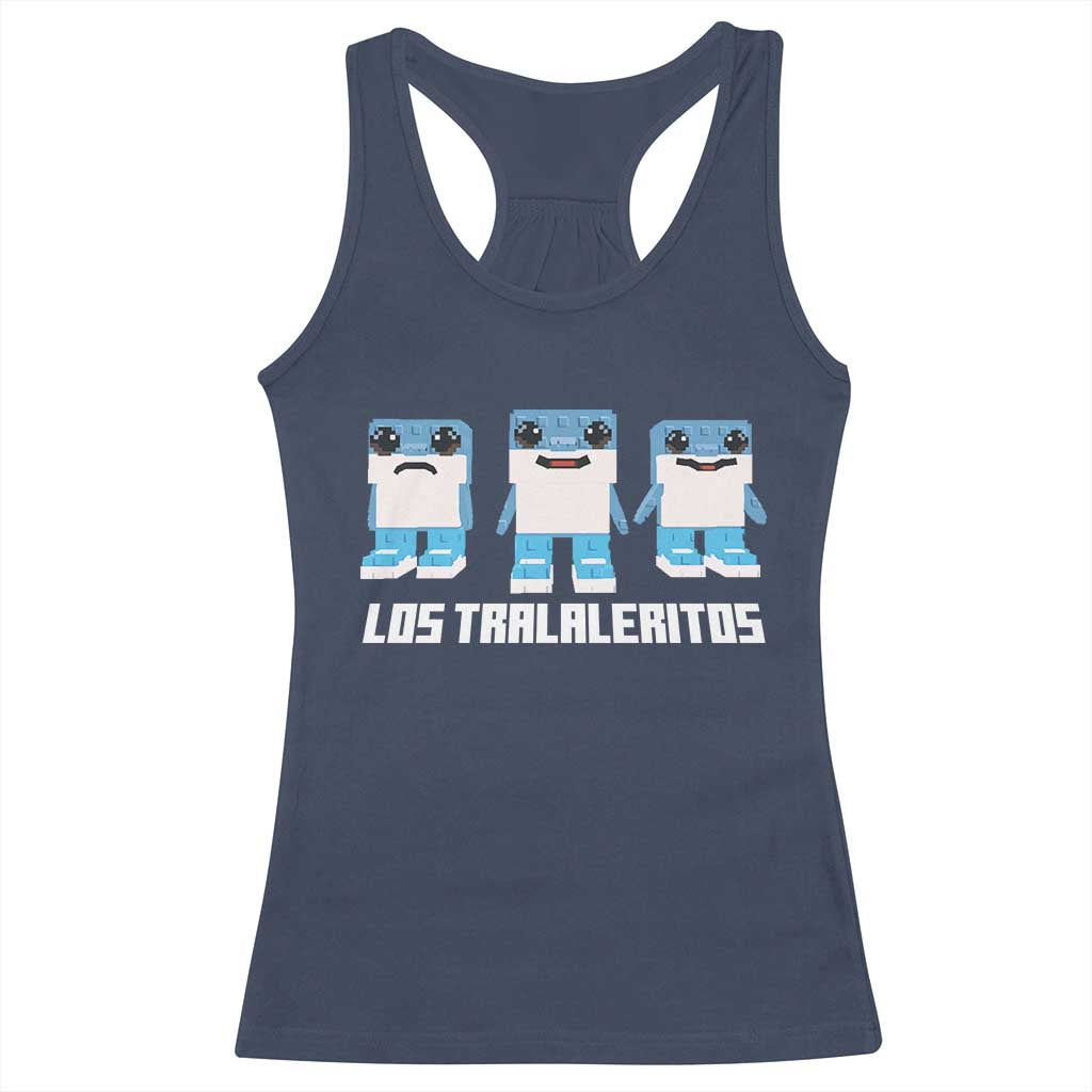 Italian Brainrot Meme Shark Racerback Tank Top Tralalero Tralala Los Tralaleritos Funny Animals TS10 Navy Print Your Wear