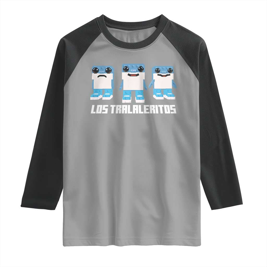 Italian Brainrot Meme Shark Raglan Shirt Tralalero Tralala Los Tralaleritos Funny Animals TS10 Sport Gray Black Print Your Wear