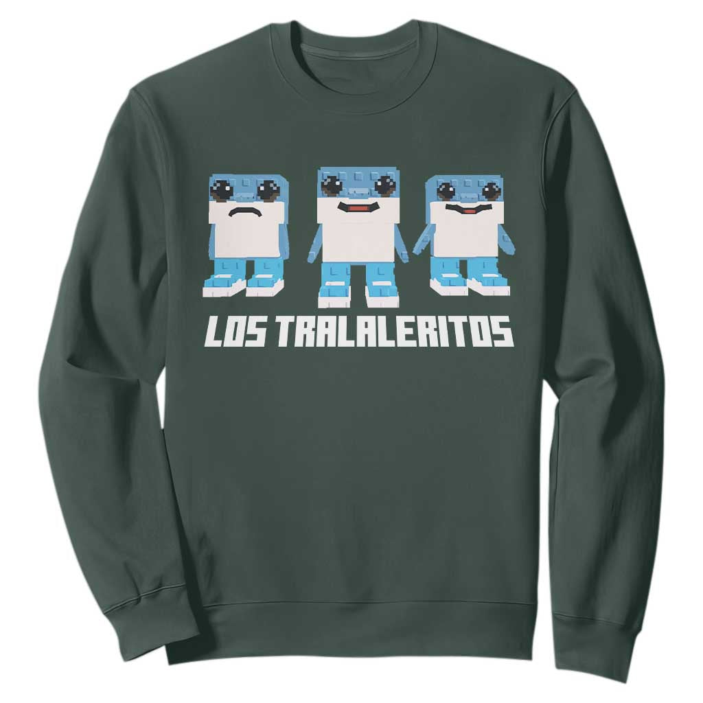 Italian Brainrot Meme Shark Sweatshirt Tralalero Tralala Los Tralaleritos Funny Animals TS10 Dark Forest Green Print Your Wear