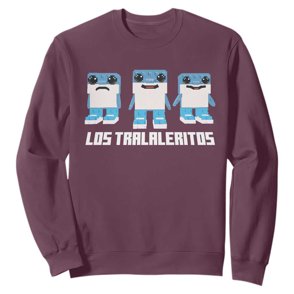 Italian Brainrot Meme Shark Sweatshirt Tralalero Tralala Los Tralaleritos Funny Animals TS10 Maroon Print Your Wear