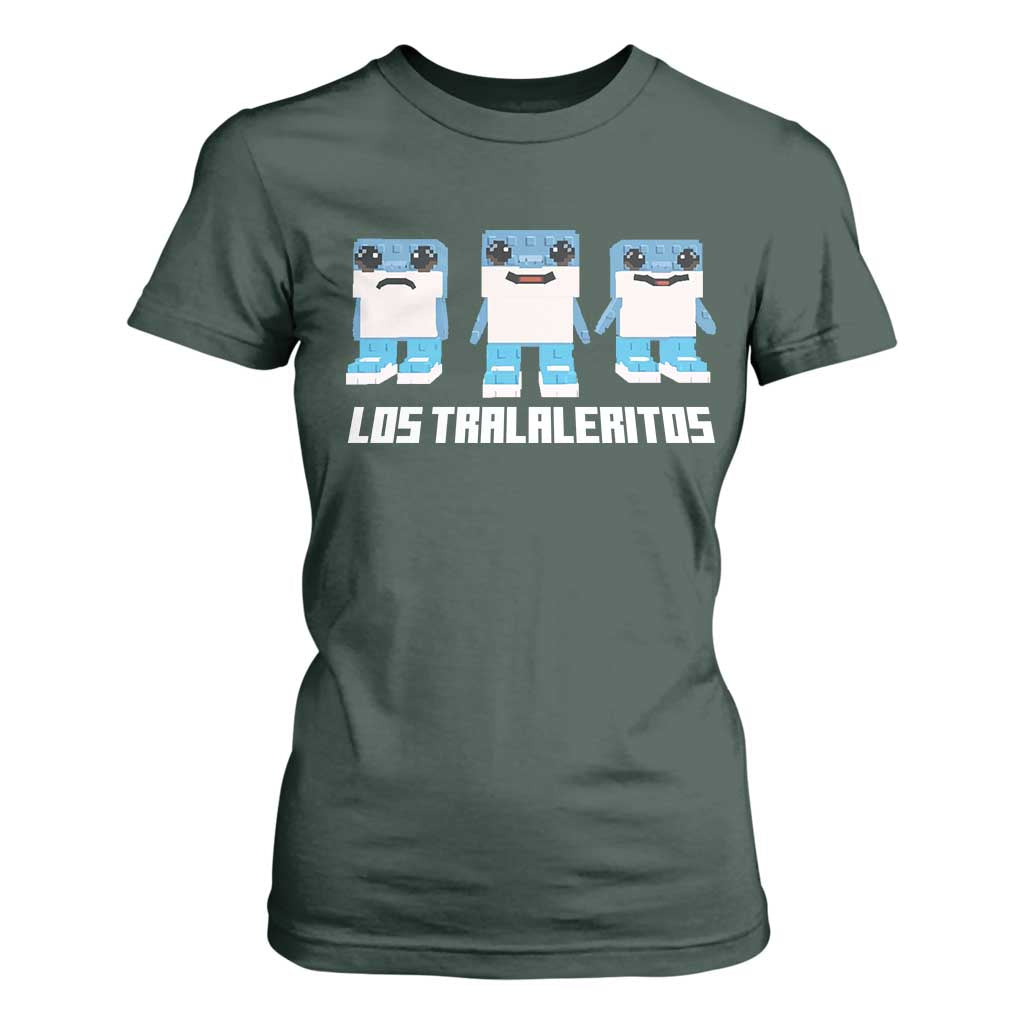 Italian Brainrot Meme Shark T Shirt For Women Tralalero Tralala Los Tralaleritos Funny Animals TS10 Dark Forest Green Print Your Wear