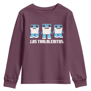 Italian Brainrot Meme Shark Youth Sweatshirt Tralalero Tralala Los Tralaleritos Funny Animals TS10 Maroon Print Your Wear