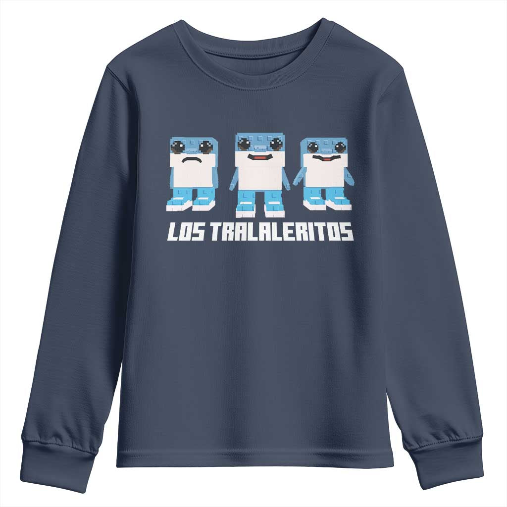 Italian Brainrot Meme Shark Youth Sweatshirt Tralalero Tralala Los Tralaleritos Funny Animals TS10 Navy Print Your Wear