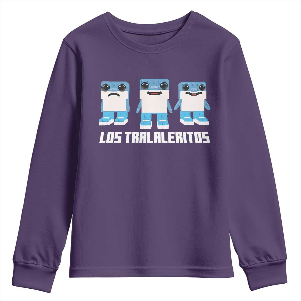Italian Brainrot Meme Shark Youth Sweatshirt Tralalero Tralala Los Tralaleritos Funny Animals TS10 Purple Print Your Wear