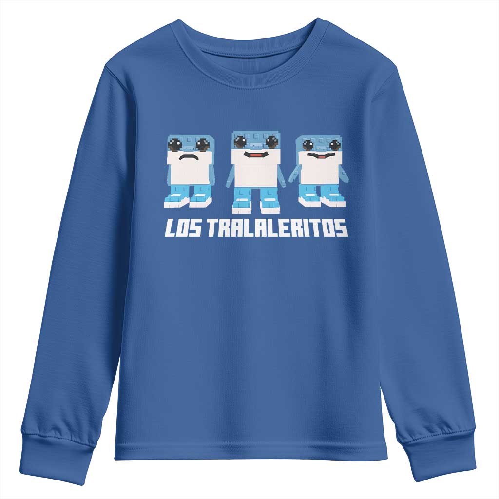 Italian Brainrot Meme Shark Youth Sweatshirt Tralalero Tralala Los Tralaleritos Funny Animals TS10 Royal Blue Print Your Wear