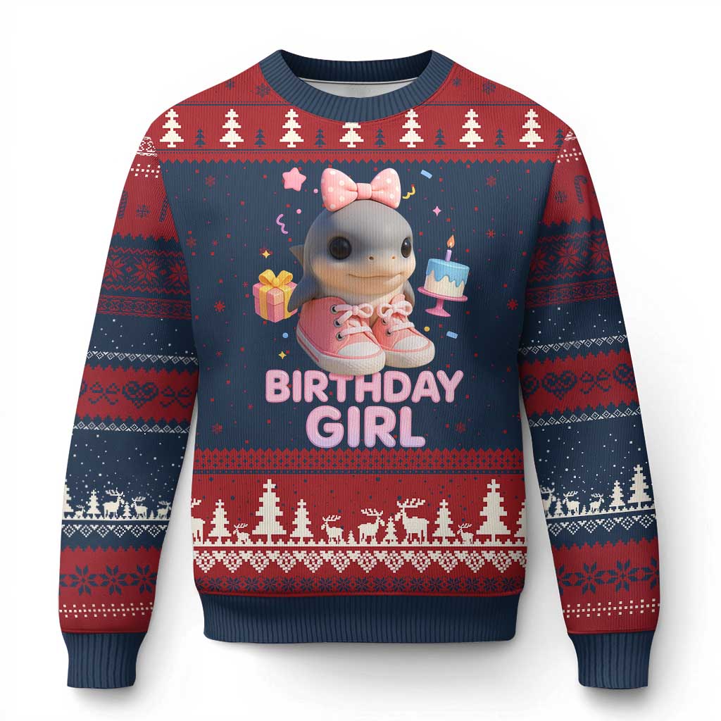 Birthday Girl Ugly Christmas Sweater Italian Brainrot Meme Party Funny Las Tralaleritas TS10 Navy Red Print Your Wear