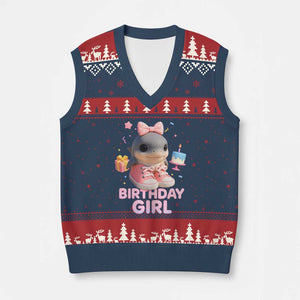 Birthday Girl V-Neck Knit Sweater Vest Italian Brainrot Meme Party Funny Las Tralaleritas TS10 Navy Red Print Your Wear