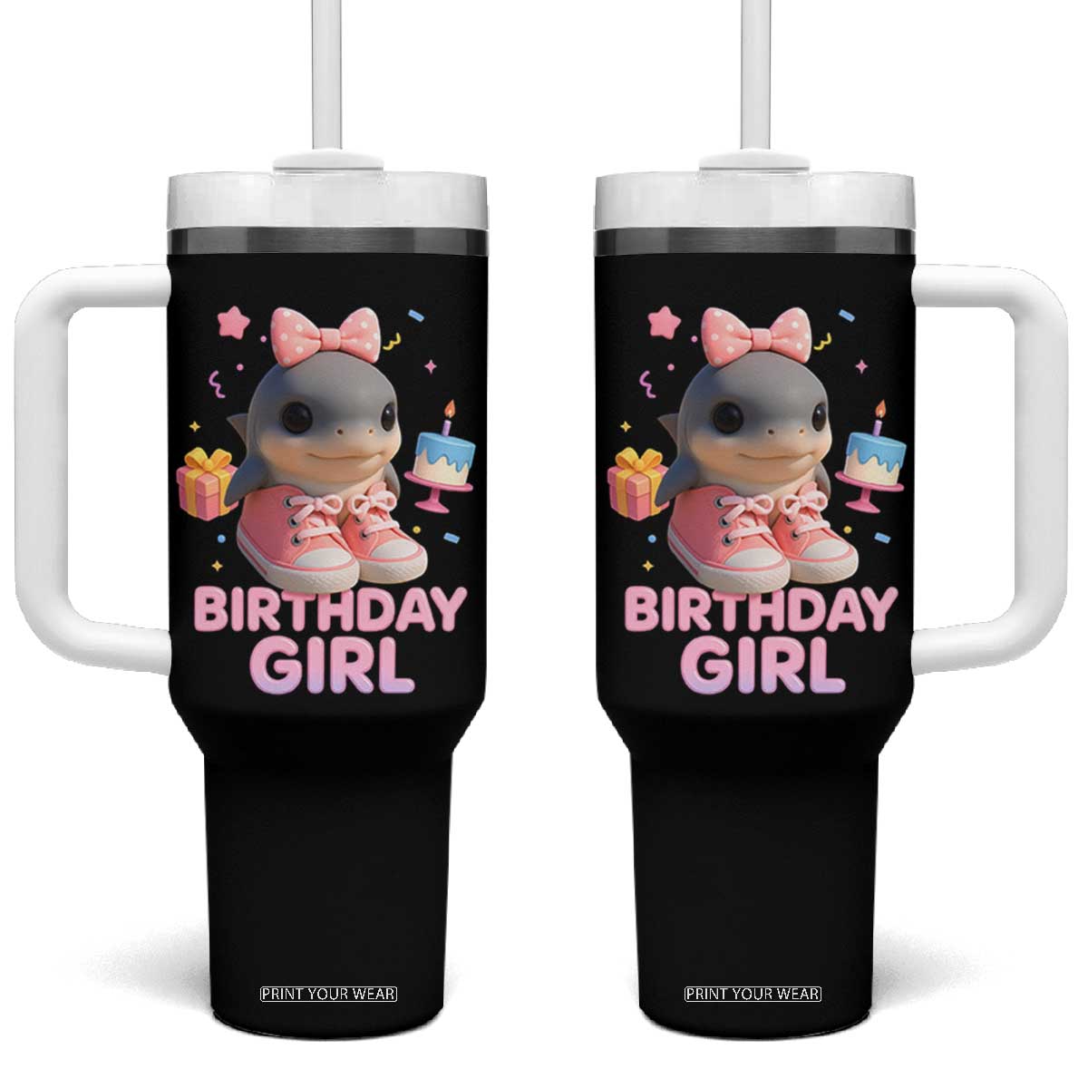 Birthday Girl Tumbler With Handle Italian Brainrot Meme Party Funny Las Tralaleritas TS10 One Size: 40 oz Black Print Your Wear