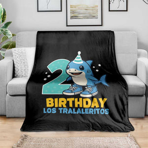 2 Years Old Birthday Brainrot Throw Blanket Funny Tralalero Tralala Los Tralaleritos Meme Shark TS10 Print Your Wear