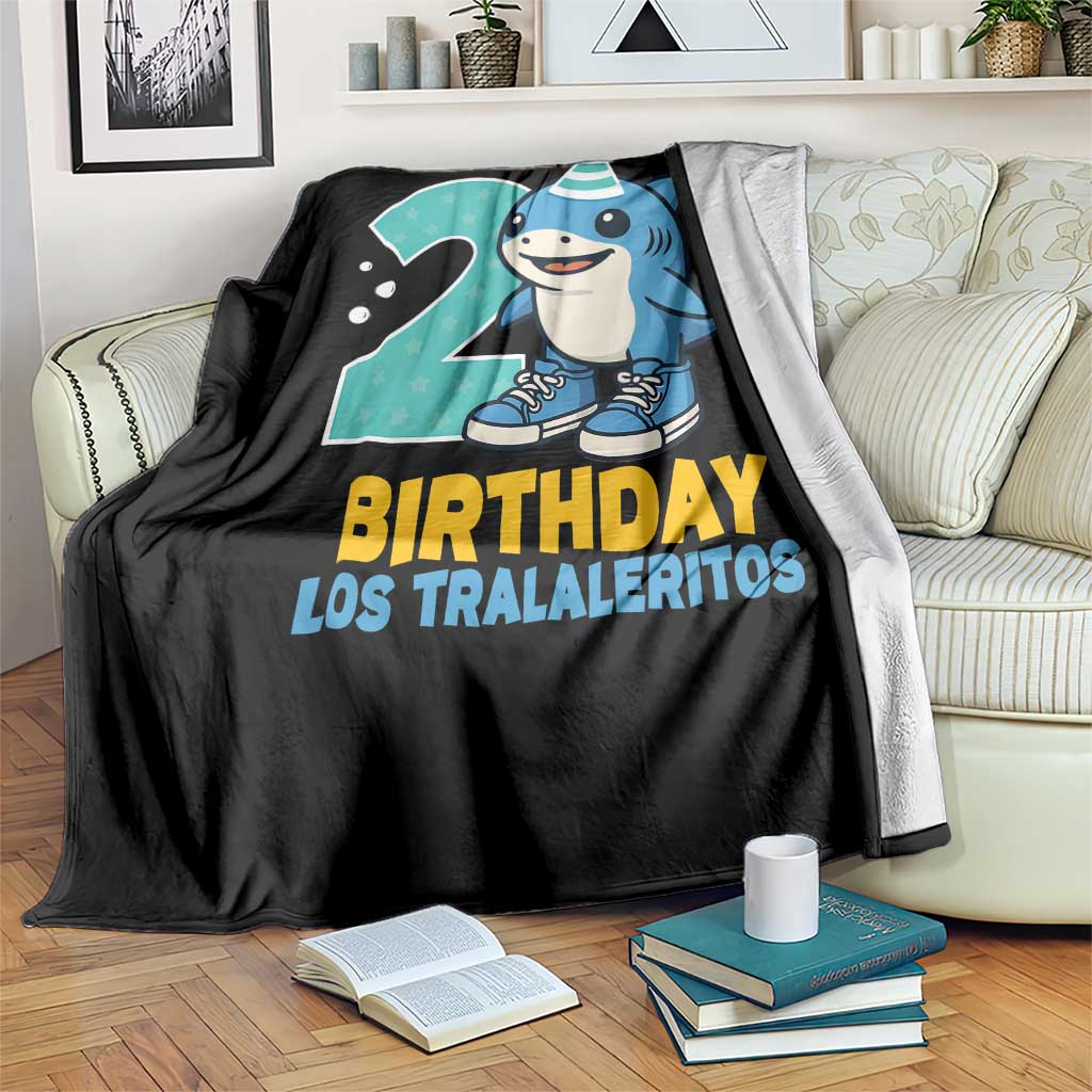 2 Years Old Birthday Brainrot Throw Blanket Funny Tralalero Tralala Los Tralaleritos Meme Shark TS10 Print Your Wear