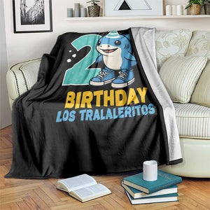 2 Years Old Birthday Brainrot Throw Blanket Funny Tralalero Tralala Los Tralaleritos Meme Shark TS10 Print Your Wear