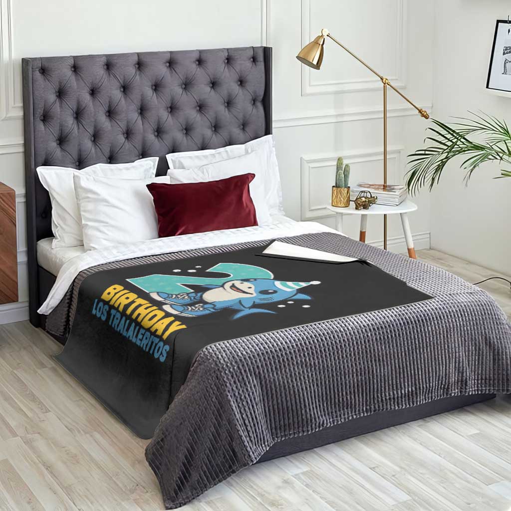 2 Years Old Birthday Brainrot Throw Blanket Funny Tralalero Tralala Los Tralaleritos Meme Shark TS10 Print Your Wear