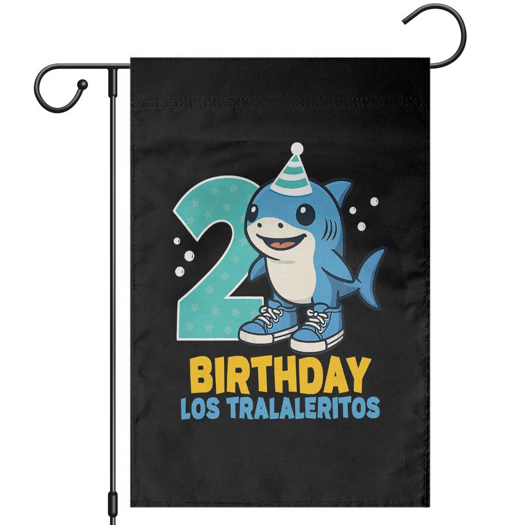 2 Years Old Birthday Brainrot Garden Flag Funny Tralalero Tralala Los Tralaleritos Meme Shark TS10 Black Print Your Wear