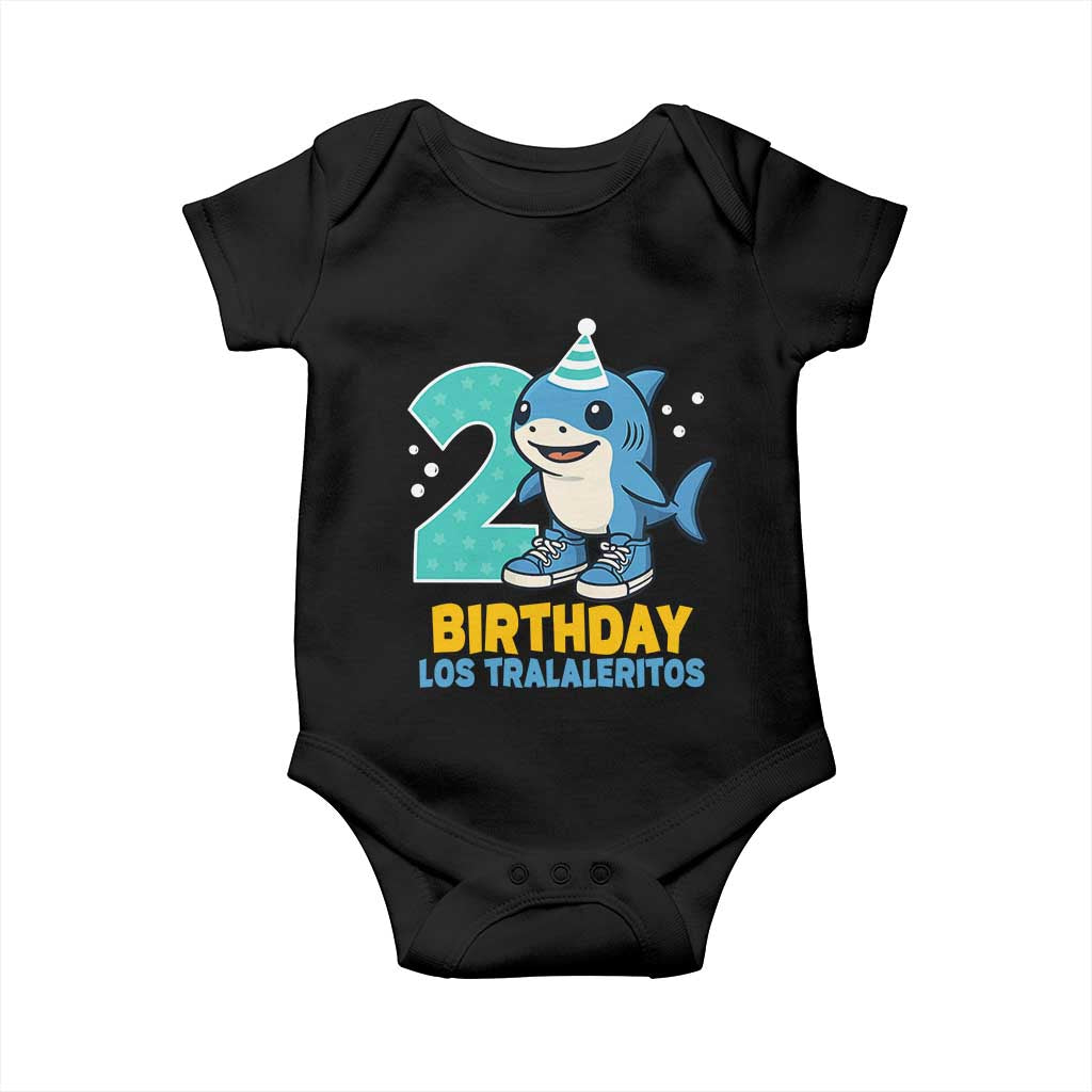 2 Years Old Birthday Brainrot Baby Onesie Funny Tralalero Tralala Los Tralaleritos Meme Shark TS10 Black Print Your Wear