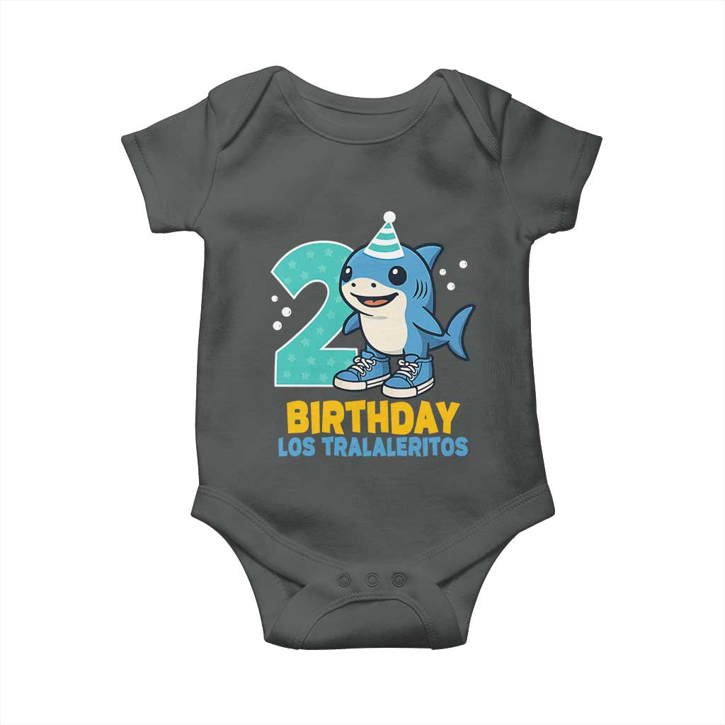 2 Years Old Birthday Brainrot Baby Onesie Funny Tralalero Tralala Los Tralaleritos Meme Shark TS10 Dark Heather Print Your Wear