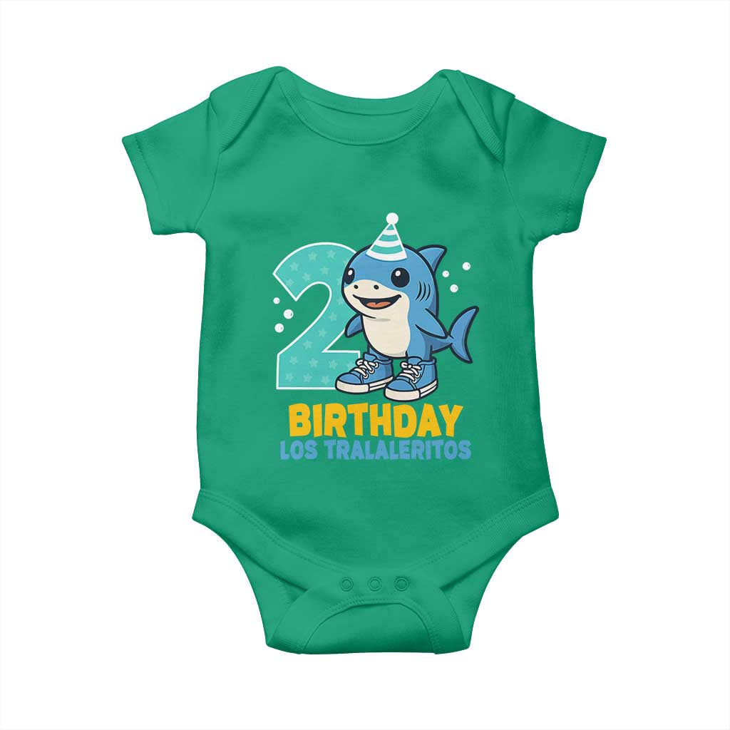 2 Years Old Birthday Brainrot Baby Onesie Funny Tralalero Tralala Los Tralaleritos Meme Shark TS10 Irish Green Print Your Wear