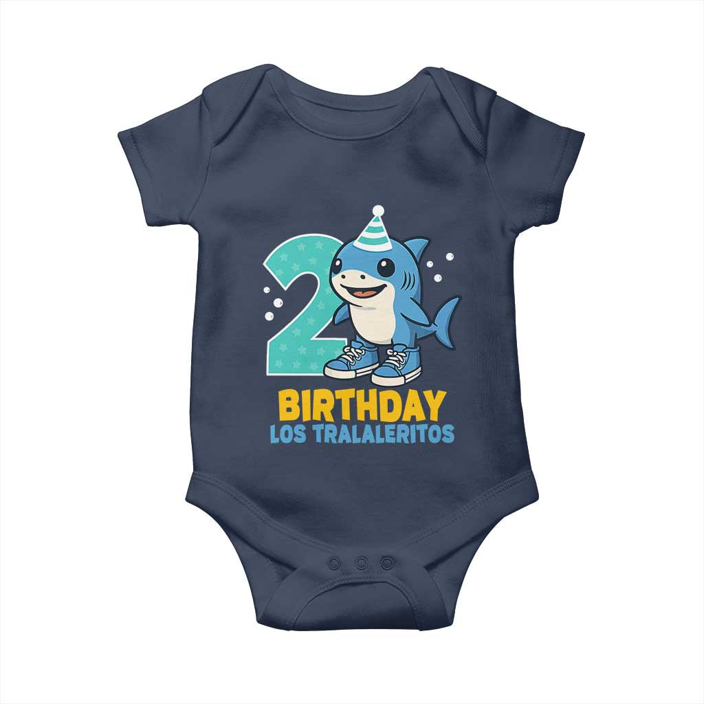 2 Years Old Birthday Brainrot Baby Onesie Funny Tralalero Tralala Los Tralaleritos Meme Shark TS10 Navy Print Your Wear
