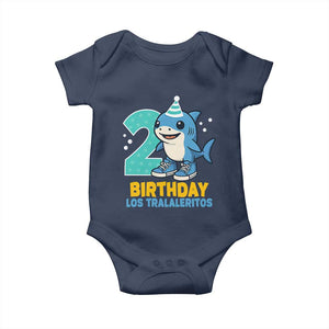 2 Years Old Birthday Brainrot Baby Onesie Funny Tralalero Tralala Los Tralaleritos Meme Shark TS10 Navy Print Your Wear