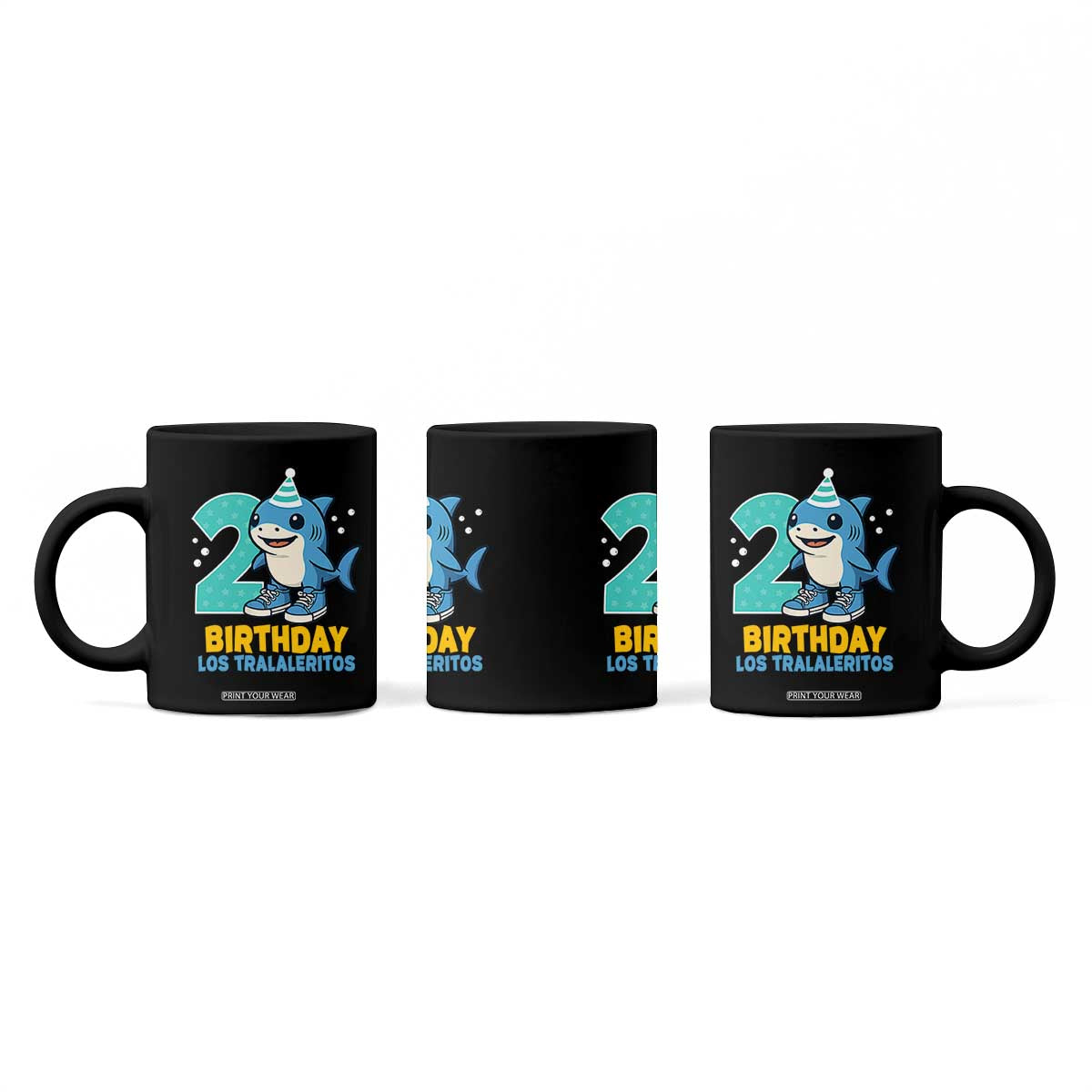 2 Years Old Birthday Brainrot Coffee Mug Funny Tralalero Tralala Los Tralaleritos Meme Shark TS10 Print Your Wear