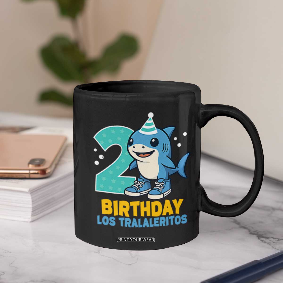 2 Years Old Birthday Brainrot Coffee Mug Funny Tralalero Tralala Los Tralaleritos Meme Shark TS10 Print Your Wear
