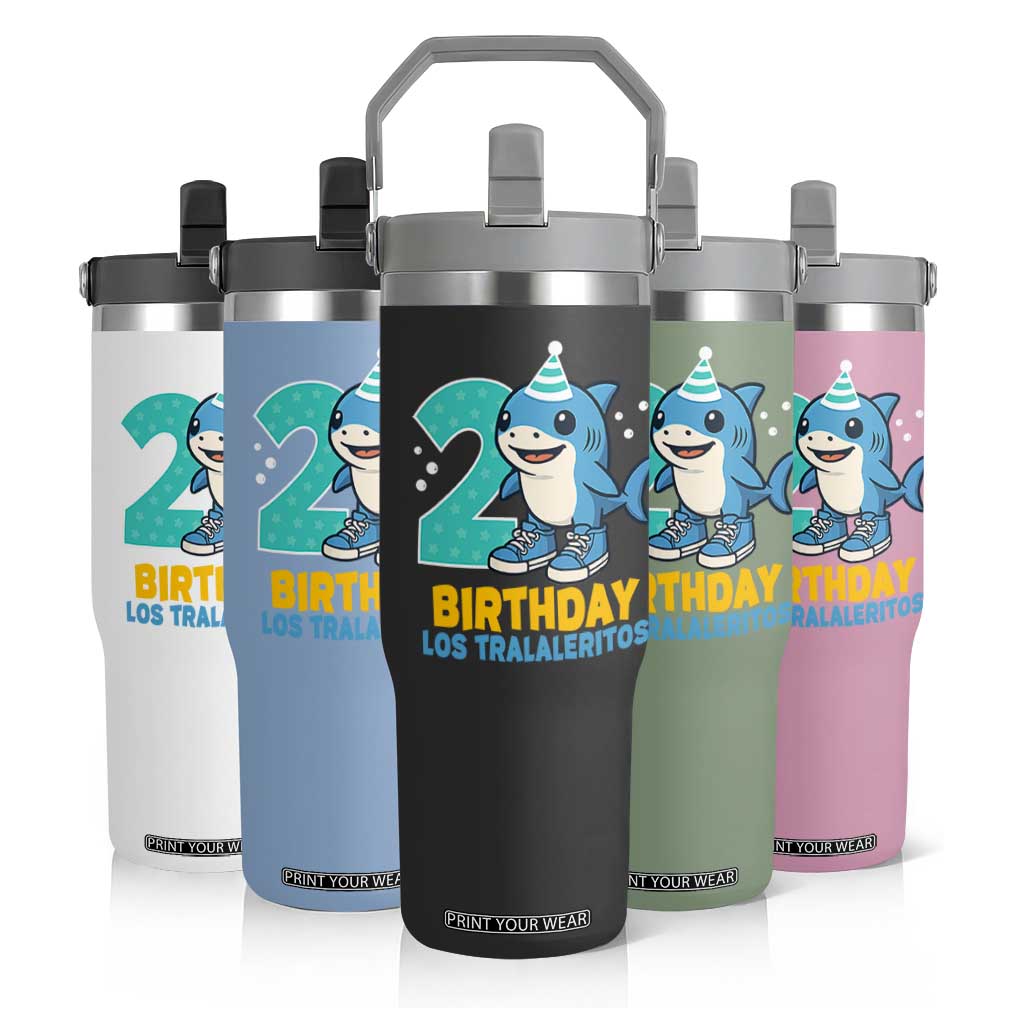 2 Years Old Birthday Brainrot Flip Straw Tumbler Funny Tralalero Tralala Los Tralaleritos Meme Shark TS10 Print Your Wear