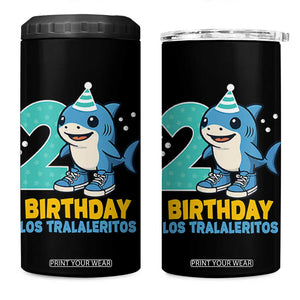 2 Years Old Birthday Brainrot 4 in 1 Can Cooler Tumbler Funny Tralalero Tralala Los Tralaleritos Meme Shark TS10 One Size: 16 oz Black Print Your Wear