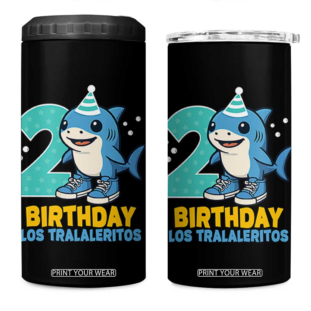 2 Years Old Birthday Brainrot 4 in 1 Can Cooler Tumbler Funny Tralalero Tralala Los Tralaleritos Meme Shark TS10 One Size: 16 oz Black Print Your Wear