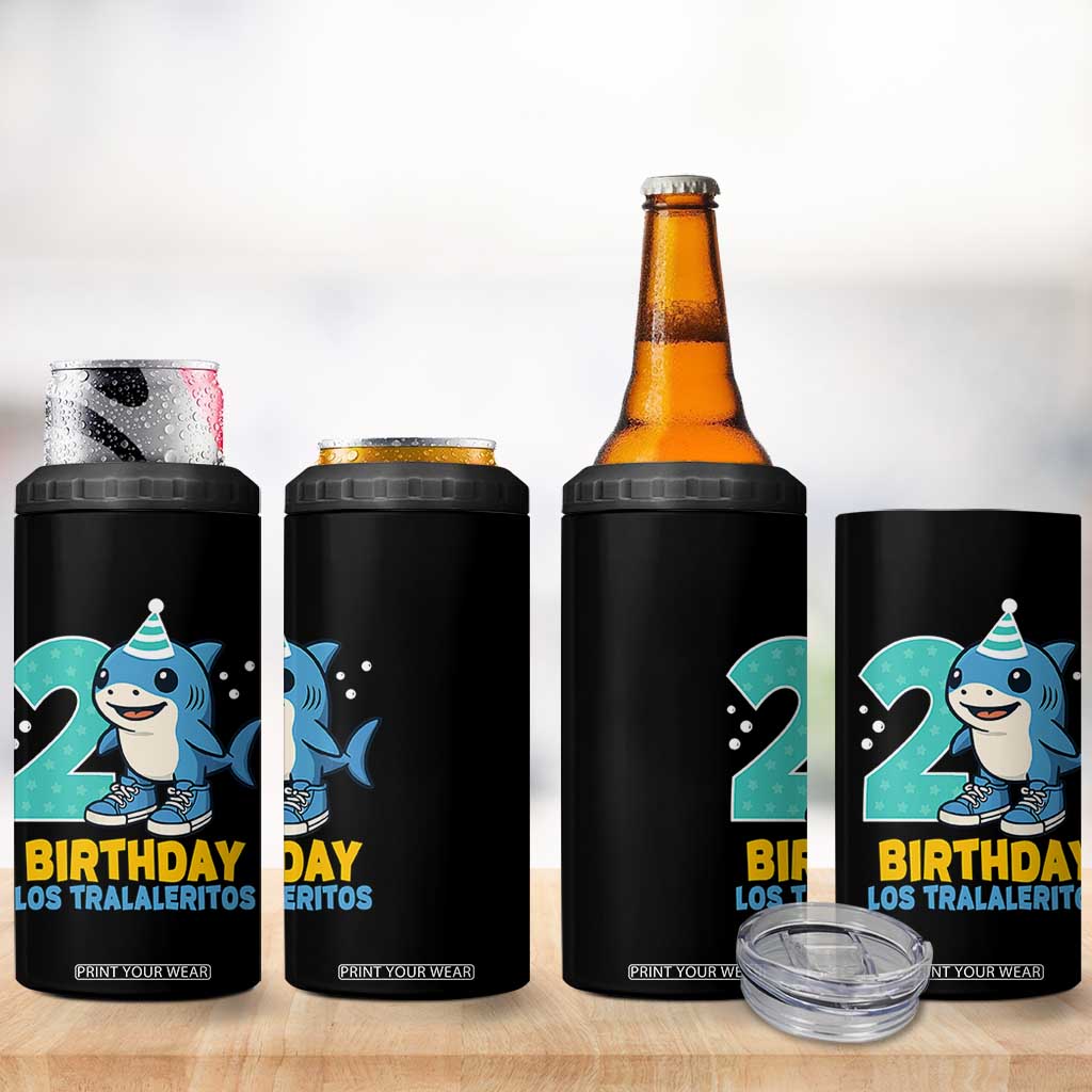 2 Years Old Birthday Brainrot 4 in 1 Can Cooler Tumbler Funny Tralalero Tralala Los Tralaleritos Meme Shark TS10 Print Your Wear