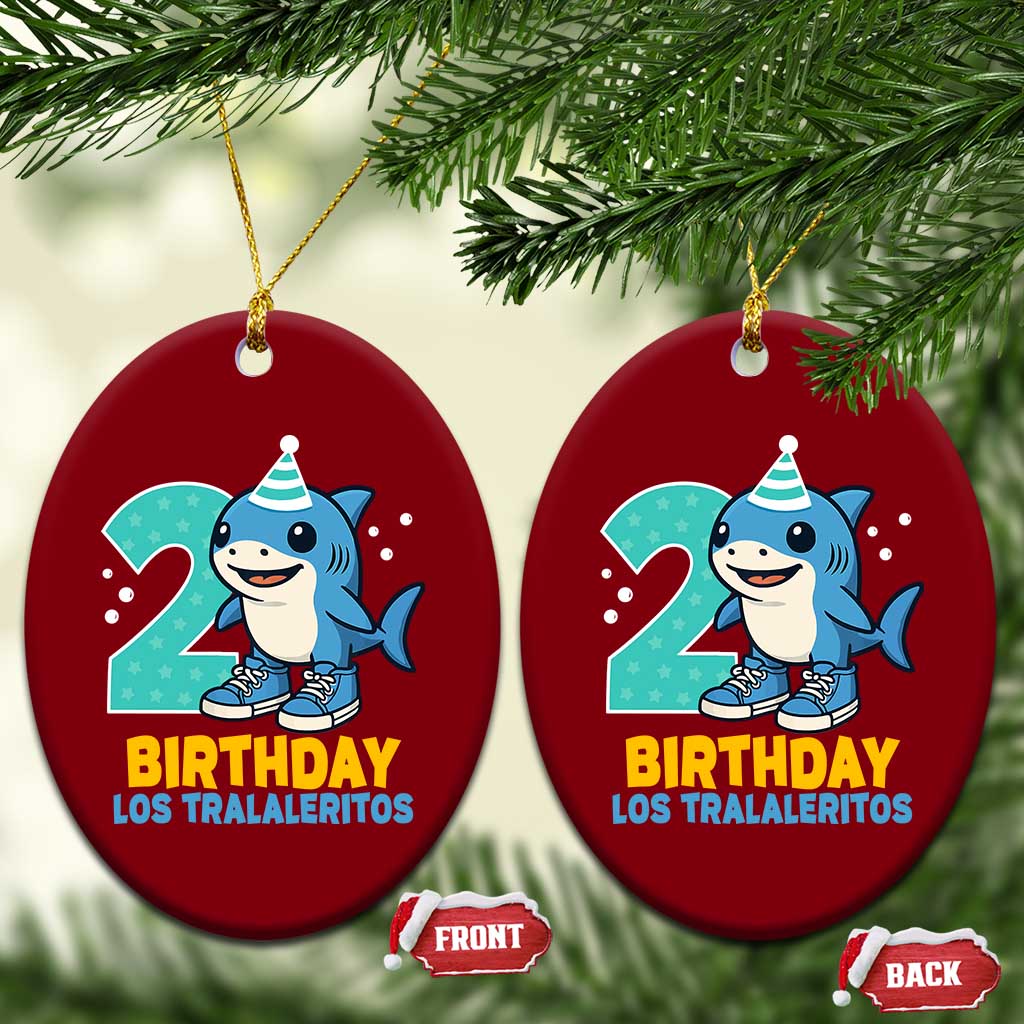 2 Years Old Birthday Brainrot Ceramic Ornament Funny Tralalero Tralala Los Tralaleritos Meme Shark TS10 Print Your Wear
