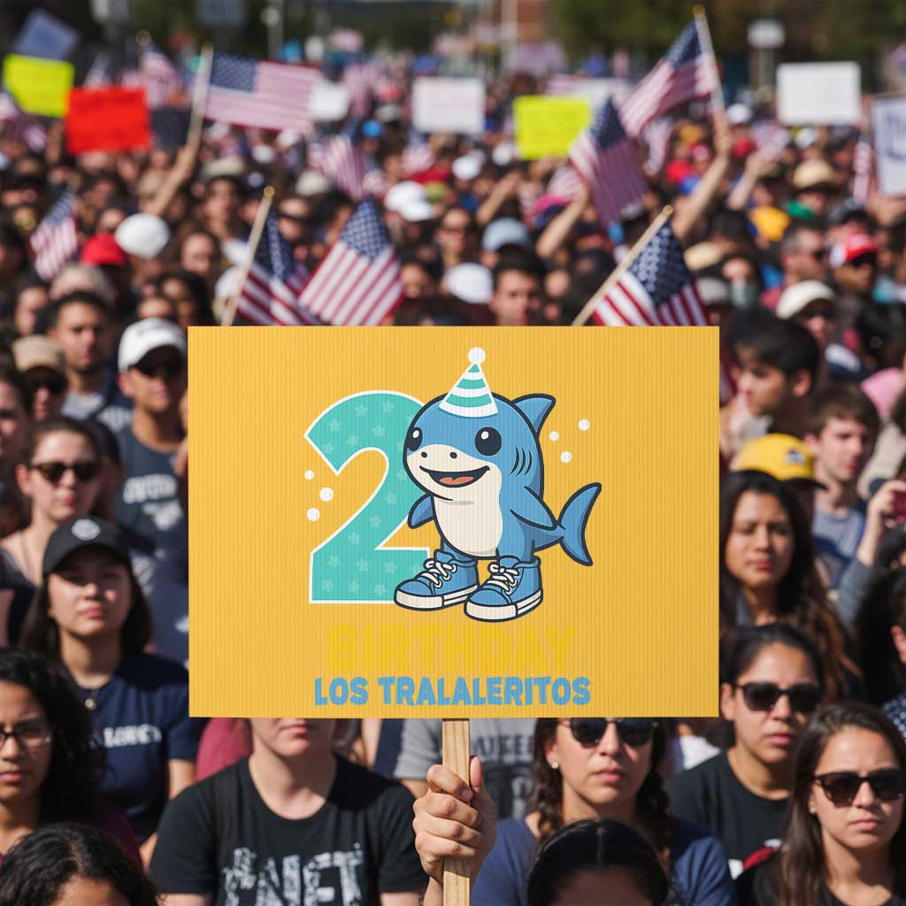 2 Years Old Birthday Brainrot Protest Sign Funny Tralalero Tralala Los Tralaleritos Meme Shark TS10 Horizontal 18