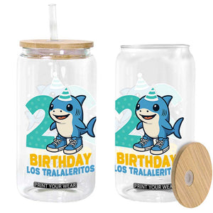 2 Years Old Birthday Brainrot Glass Can Funny Tralalero Tralala Los Tralaleritos Meme Shark TS10 Print Your Wear