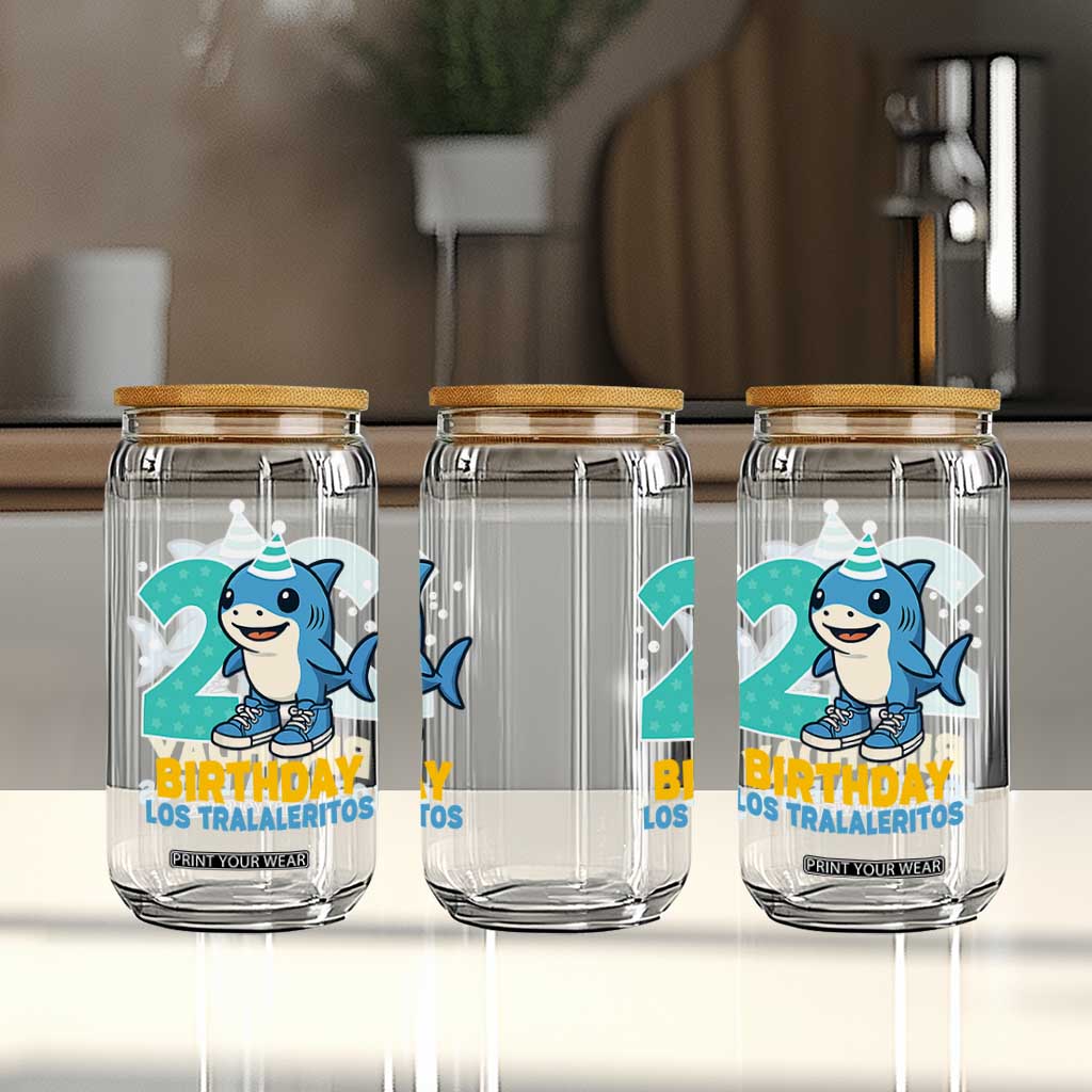 2 Years Old Birthday Brainrot Glass Can Funny Tralalero Tralala Los Tralaleritos Meme Shark TS10 Print Your Wear