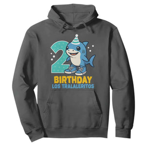 2 Years Old Birthday Brainrot Hoodie Funny Tralalero Tralala Los Tralaleritos Meme Shark TS10 Dark Heather Print Your Wear