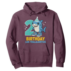 2 Years Old Birthday Brainrot Hoodie Funny Tralalero Tralala Los Tralaleritos Meme Shark TS10 Maroon Print Your Wear