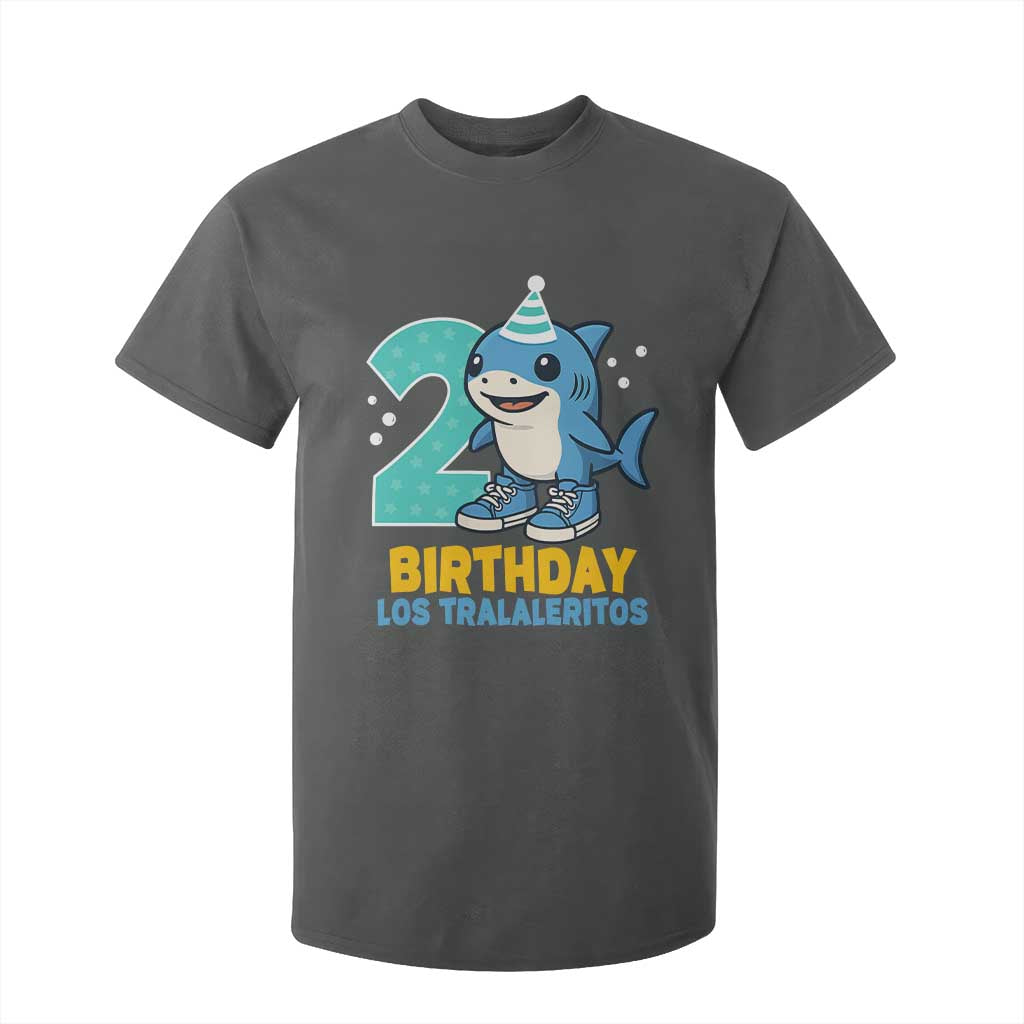 2 Years Old Birthday Brainrot T Shirt For Kid Funny Tralalero Tralala Los Tralaleritos Meme Shark TS10 Dark Heather Print Your Wear