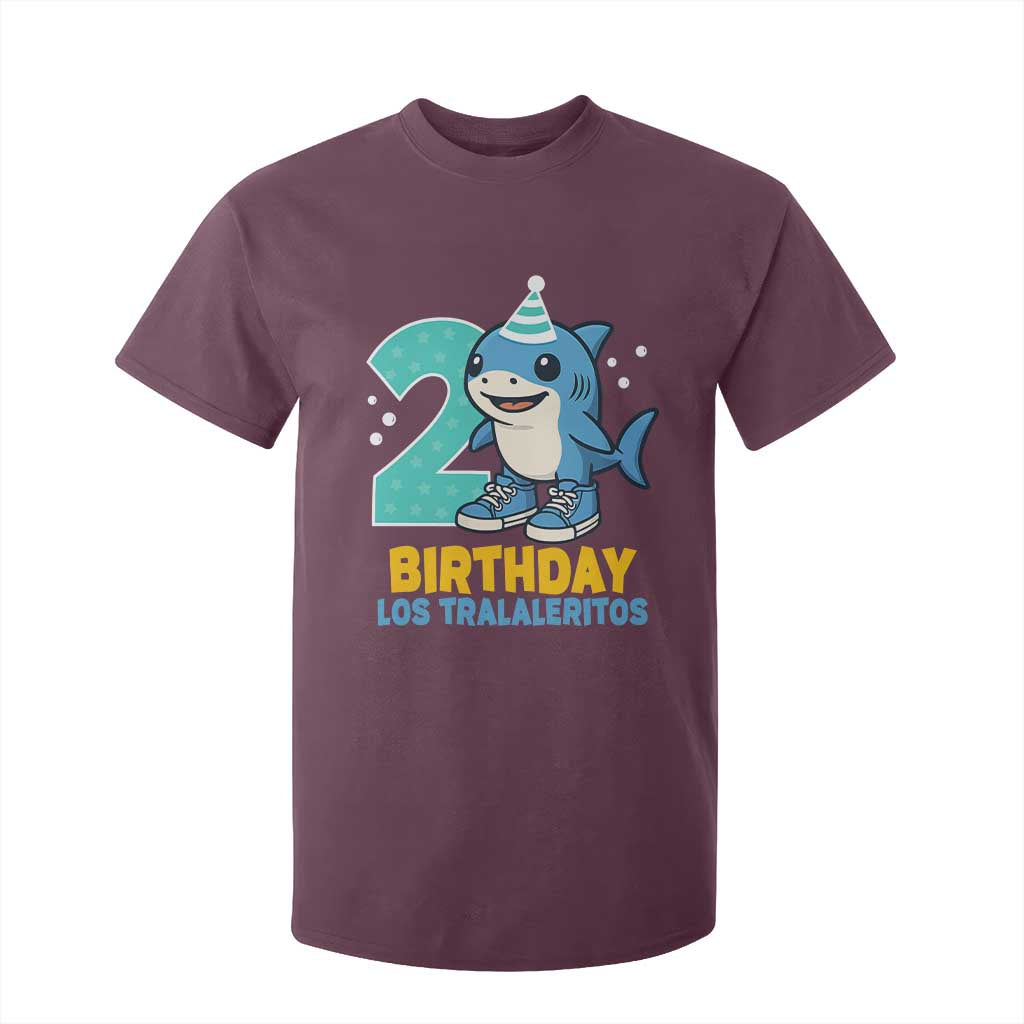 2 Years Old Birthday Brainrot T Shirt For Kid Funny Tralalero Tralala Los Tralaleritos Meme Shark TS10 Maroon Print Your Wear