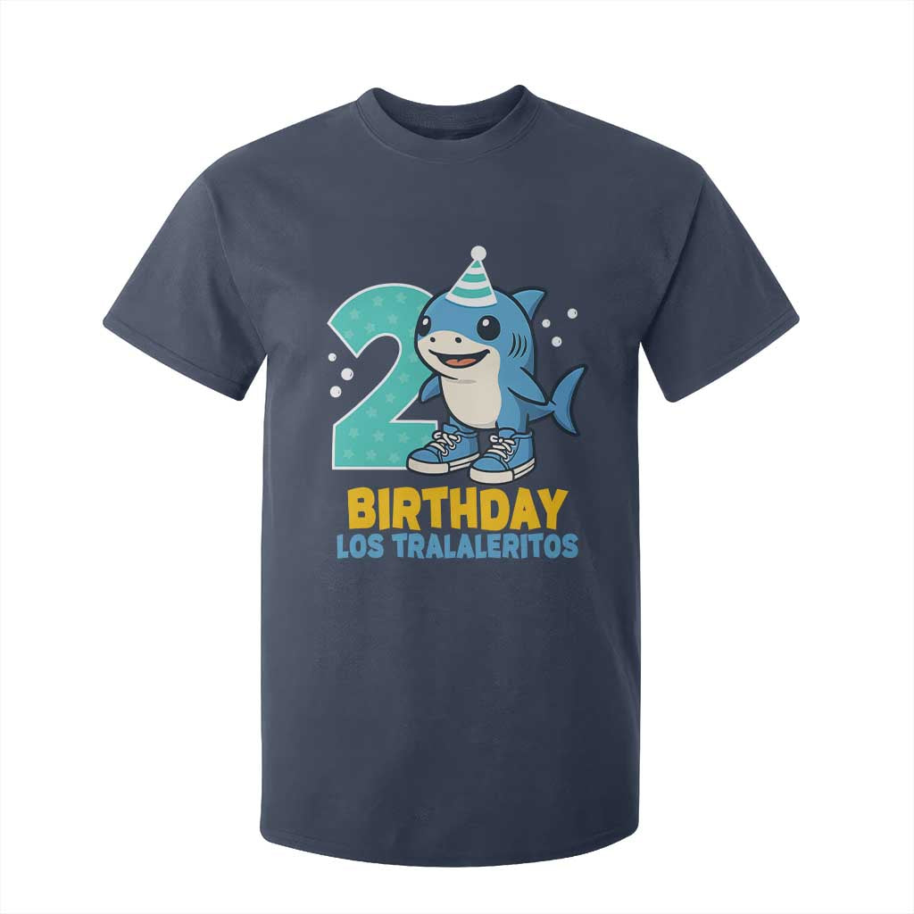 2 Years Old Birthday Brainrot T Shirt For Kid Funny Tralalero Tralala Los Tralaleritos Meme Shark TS10 Navy Print Your Wear