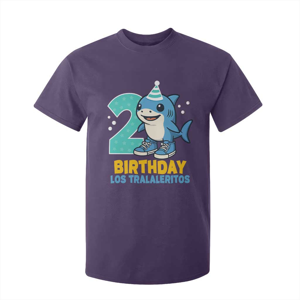 2 Years Old Birthday Brainrot T Shirt For Kid Funny Tralalero Tralala Los Tralaleritos Meme Shark TS10 Purple Print Your Wear