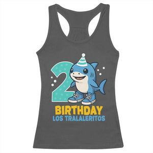 2 Years Old Birthday Brainrot Racerback Tank Top Funny Tralalero Tralala Los Tralaleritos Meme Shark TS10 Dark Heather Print Your Wear