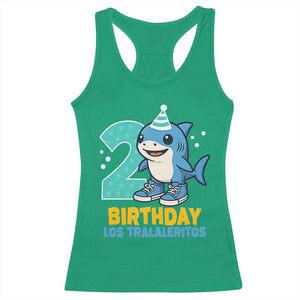 2 Years Old Birthday Brainrot Racerback Tank Top Funny Tralalero Tralala Los Tralaleritos Meme Shark TS10 Irish Green Print Your Wear