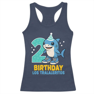 2 Years Old Birthday Brainrot Racerback Tank Top Funny Tralalero Tralala Los Tralaleritos Meme Shark TS10 Navy Print Your Wear