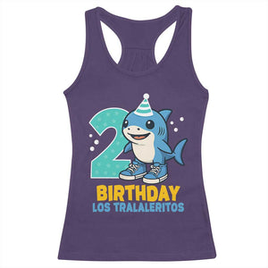 2 Years Old Birthday Brainrot Racerback Tank Top Funny Tralalero Tralala Los Tralaleritos Meme Shark TS10 Purple Print Your Wear