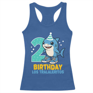 2 Years Old Birthday Brainrot Racerback Tank Top Funny Tralalero Tralala Los Tralaleritos Meme Shark TS10 Royal Blue Print Your Wear
