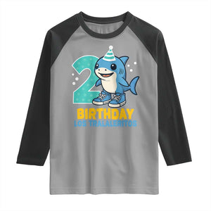 2 Years Old Birthday Brainrot Raglan Shirt Funny Tralalero Tralala Los Tralaleritos Meme Shark TS10 Sport Gray Black Print Your Wear