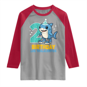 2 Years Old Birthday Brainrot Raglan Shirt Funny Tralalero Tralala Los Tralaleritos Meme Shark TS10 Sport Gray Red Print Your Wear
