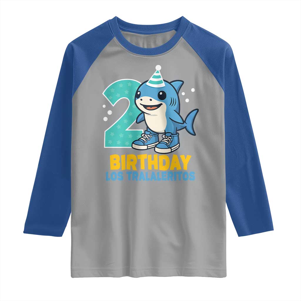 2 Years Old Birthday Brainrot Raglan Shirt Funny Tralalero Tralala Los Tralaleritos Meme Shark TS10 Sport Gray Royal Print Your Wear